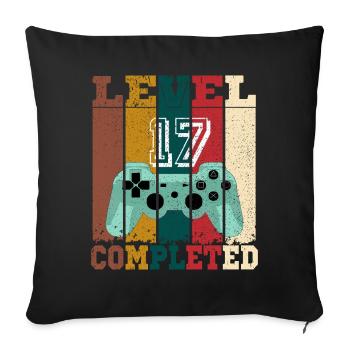 Niveau 17 achevé, cadeau anniversaire 17 ans gamer - Housse de coussin décorative 45 x 45 cm - noir - Devant