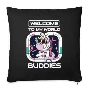 Bienvenue dans mon monde Jeux de jeu VR - Housse de coussin décorative 45 x 45 cm - noir - Devant