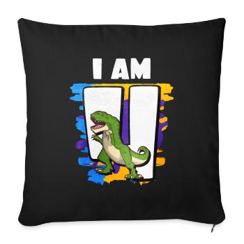 4th birthday - Sofa pillowcase 17,3'' x 17,3'' (45 x 45 cm) - black - Front
