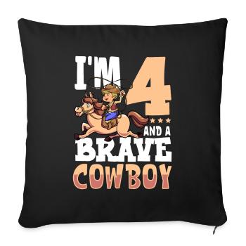 Ich bin 4 - Jungen Cowboy - Sofakissenbezug 45 x 45 cm - Schwarz - Vorne