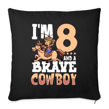 I'm 8 - Boy Cowboy - Sofa pillowcase 17,3'' x 17,3'' (45 x 45 cm) - black - Front