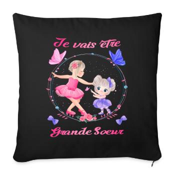 Ballet - Je vais être grande sœur - Ballerine - Housse de coussin décorative 45 x 45 cm - noir - Devant