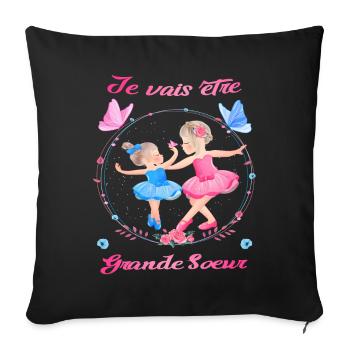 Ballet - Je vais être grande sœur - Ballerine - Housse de coussin décorative 45 x 45 cm - noir - Devant