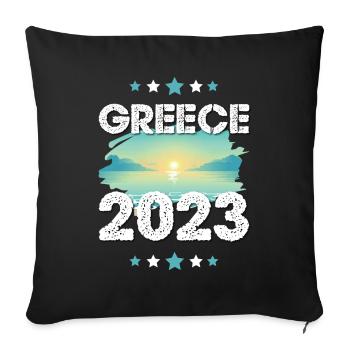 Grèce 2023 - Housse de coussin décorative 45 x 45 cm - noir - Devant