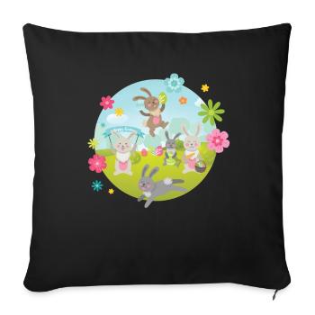 Easter Fun Easter Bunny Easter Kids - Sofa pillowcase 17,3'' x 17,3'' (45 x 45 cm) - black - Front