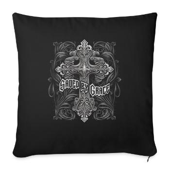 Le Moyen Âge chrétien dessine une croix gothique - Housse de coussin décorative 45 x 45 cm - noir - Devant