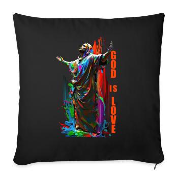 Citations chrétiennes Dessins Dieu est amour - Housse de coussin décorative 45 x 45 cm - noir - Devant