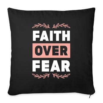 La foi biblique sur la peur - Housse de coussin décorative 45 x 45 cm - noir - Devant