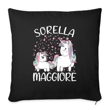 Sorella Maggiore Unicorno Annuncio Gravidanza - Sofakissenbezug 45 x 45 cm - Schwarz - Vorne