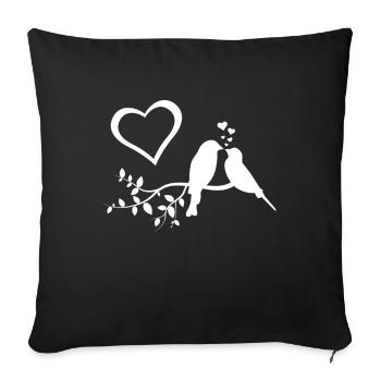 Heart Bird Love Birds - Sofa pillowcase 17,3'' x 17,3'' (45 x 45 cm) - black - Front