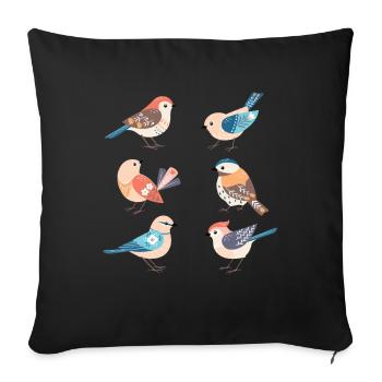 Oiseaux mignons Oiseau Oiseau - Housse de coussin décorative 45 x 45 cm - noir - Devant