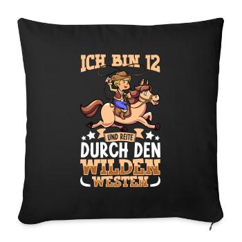 Ich bin 12 - Jungen Cowboy - Sofakissenbezug 45 x 45 cm - Schwarz - Vorne