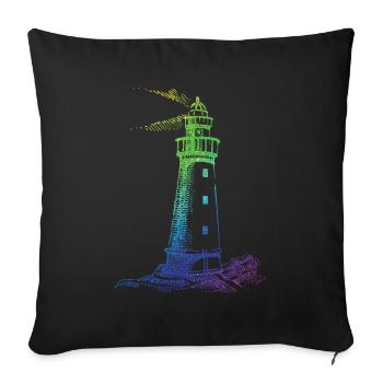 Rainbow Lighthouse - Sofa pillowcase 17,3'' x 17,3'' (45 x 45 cm) - black - Front