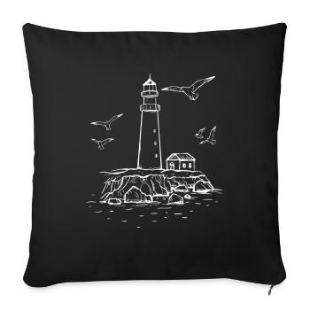 Phare d’époque - Housse de coussin décorative 45 x 45 cm - noir - Devant
