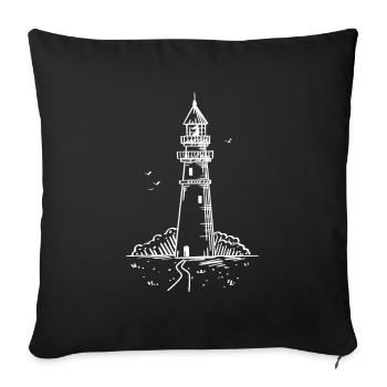 Phare d’époque - Housse de coussin décorative 45 x 45 cm - noir - Devant
