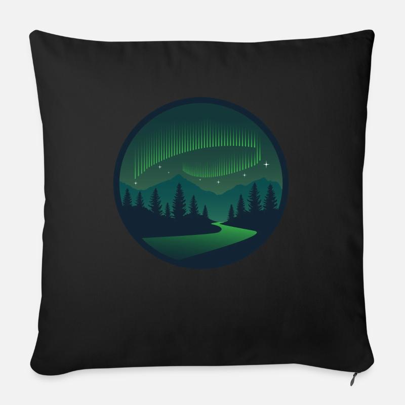 Nordlichter Polarlicht Aurora Borealis - Sofakissenbezug 45 x 45 cm - Schwarz