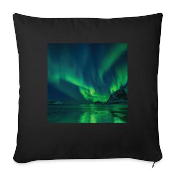 Aurora Borealis Polarlicht Nordlichter - Sofakissenbezug 45 x 45 cm - Schwarz - Vorne