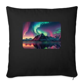 Aurora Borealis Polarlicht Nordlichter - Sofakissenbezug 45 x 45 cm - Schwarz - Vorne