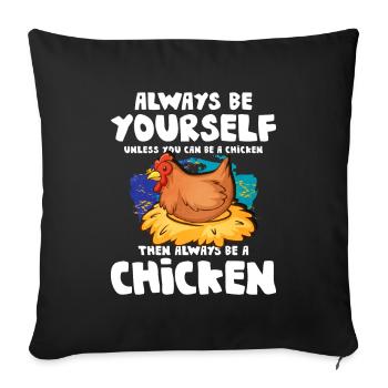 Poulets - Housse de coussin décorative 45 x 45 cm - noir - Devant