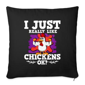 Poulets - Housse de coussin décorative 45 x 45 cm - noir - Devant