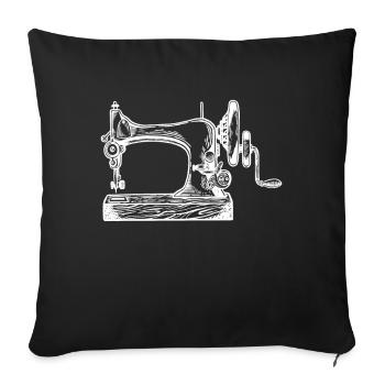 Machine à coudre Couturière rétro Couturière - Housse de coussin décorative 45 x 45 cm - noir - Devant