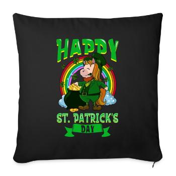 St Patricks Einhorn - Happy St Patricks Day - Sofakissenbezug 45 x 45 cm - Schwarz - Vorne