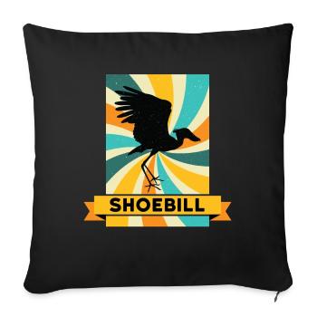 Bec-de-sabot ornitologue - Housse de coussin décorative 45 x 45 cm - noir - Devant