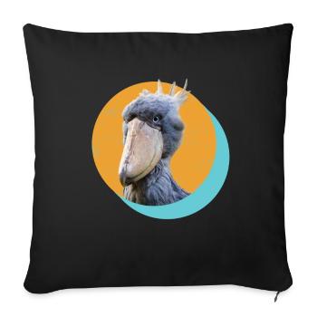 Bec-de-sabot ornitologue - Housse de coussin décorative 45 x 45 cm - noir - Devant