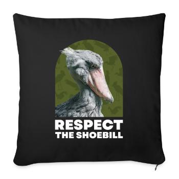 Respect the Shoebill Schuhschnabel Vogel - Sofakissenbezug 45 x 45 cm - Schwarz - Vorne