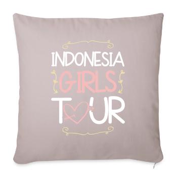 Tournée des filles en Indonésie - Housse de coussin décorative 45 x 45 cm - taupe clair - Devant
