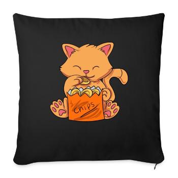 Chips Eating Snacks Candy Gift - Sofa pillowcase 17,3'' x 17,3'' (45 x 45 cm) - black - Front