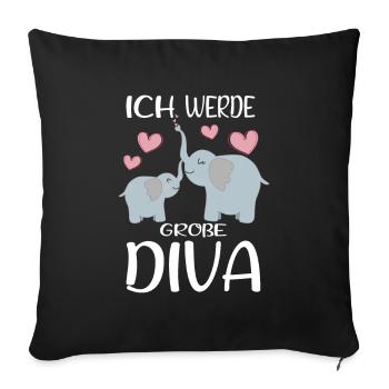 Devenez une grande sœur Diva annonce un éléphant - Housse de coussin décorative 45 x 45 cm - noir - Devant