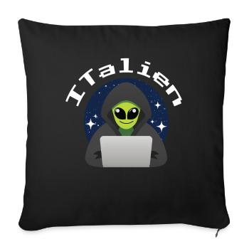 ITalien Alien Informatiker Hacker Coder - Housse de coussin décorative 45 x 45 cm - noir - Devant