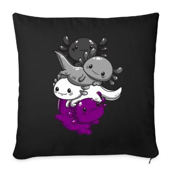 Subtle Asexual Kawaii Axolotl Pride Flag - Sofa pillowcase 17,3'' x 17,3'' (45 x 45 cm) - black - Front