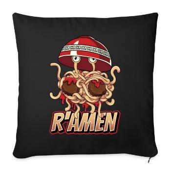 Flying Spaghetti Monster FSM Pastafarian - Sofa pillowcase 17,3'' x 17,3'' (45 x 45 cm) - black - Front