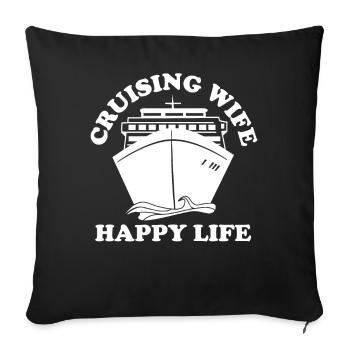 Drôle de femme de croisière Bateau de croisière - Housse de coussin décorative 45 x 45 cm - noir - Devant