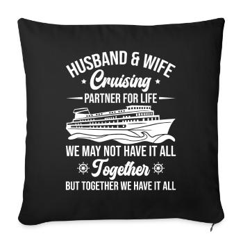 Croisières en famille - Housse de coussin décorative 45 x 45 cm - noir - Devant