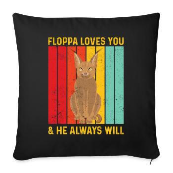 Big Floppa Caracal Retro - Sofa pillowcase 17,3'' x 17,3'' (45 x 45 cm) - black - Front