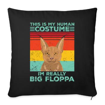 Great Floppa Caracal - Sofa pillowcase 17,3'' x 17,3'' (45 x 45 cm) - black - Front
