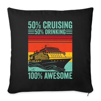 Drôle de croisière rétro - Housse de coussin décorative 45 x 45 cm - noir - Devant
