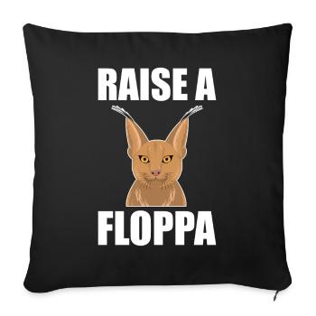 Big Floppa Caracal Cat Meme - Sofa pillowcase 17,3'' x 17,3'' (45 x 45 cm) - black - Front