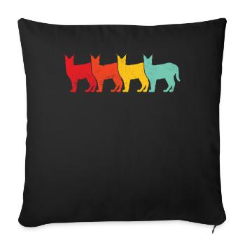 Big Floppa Caracal Cat Meme Rétro - Housse de coussin décorative 45 x 45 cm - noir - Devant