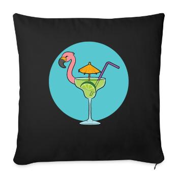Flamingo Cocktail - Sofakissenbezug 45 x 45 cm - Schwarz - Vorne