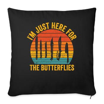 Drôle de collectionneur de couteaux rétro - Housse de coussin décorative 45 x 45 cm - noir - Devant