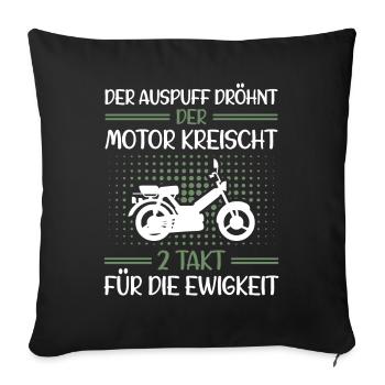 Moped Mokick Lustig Auspuff Dröhnt Motor Kreischt - Sofakissenbezug 45 x 45 cm - Schwarz - Vorne