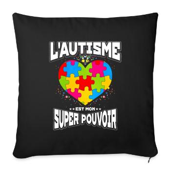 L’autisme est mon super pouvoir - Housse de coussin décorative 45 x 45 cm - noir - Devant