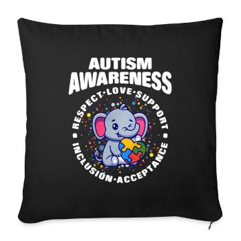 Cadeau autisme autisme - Housse de coussin décorative 45 x 45 cm - noir - Devant