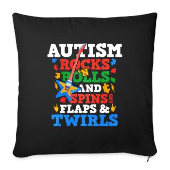 Cadeau autisme autisme - Housse de coussin décorative 45 x 45 cm - noir - Devant