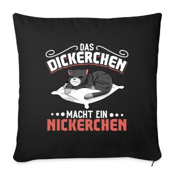 Katze - Das Dickerchen macht ein Nickerchen - Sofakissenbezug 45 x 45 cm - Schwarz - Vorne