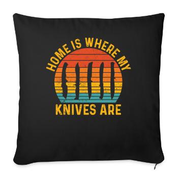 Drôle de collectionneur de couteaux rétro - Housse de coussin décorative 45 x 45 cm - noir - Devant